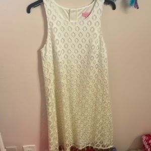 Lilly Pulitzer Marquette Gold Metallic Lace Shift Dress size s